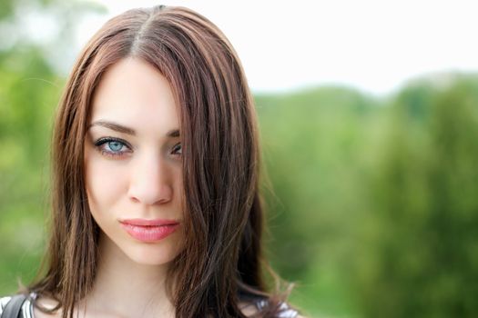 Closeup portrait of a nice young woman