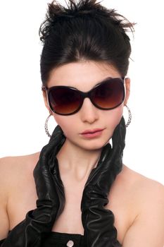 Portrait of pretty young woman in sunglasses
