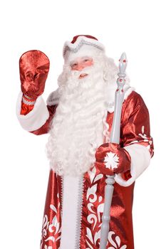 Portrait of a Ded Moroz (Father Frost) with the stick in his hands