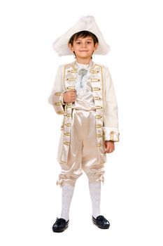 Boy in a historical costume. Isolated