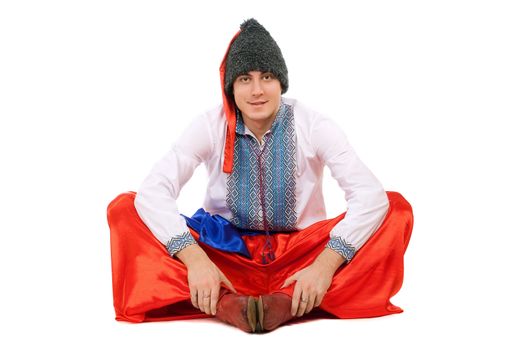 Young man in the Ukrainian national costume. Isolated
