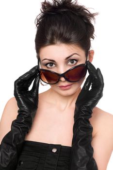 Portrait of attractive young woman in sunglasses
