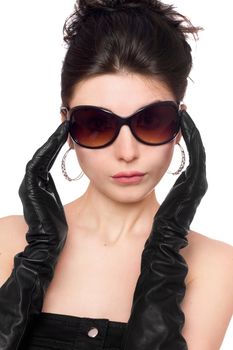 Portrait of beautiful young woman in sunglasses