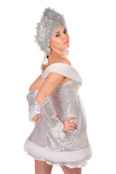 Portrait of a cute Snow Maiden. Isolated