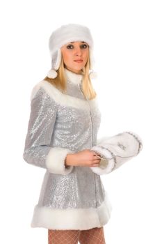 Portrait of a attractive Snow Maiden. Isolated