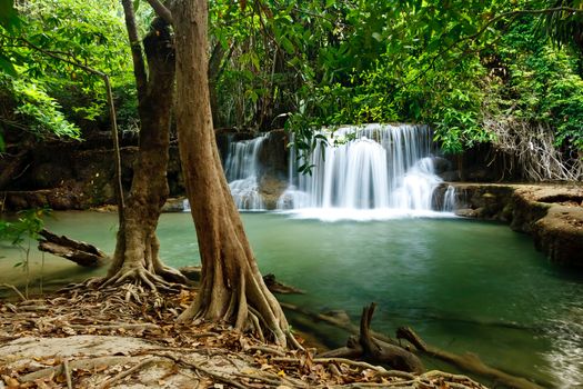 Waterfall in National Park , Kanchanaburi Province , Thailand