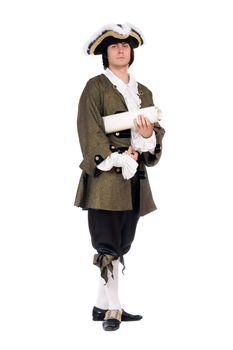 Man in a historical costume with the decree