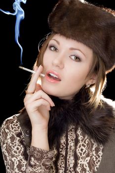Portrait of the young lady with a cigarette
