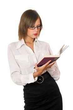 Portrait of young woman with a book