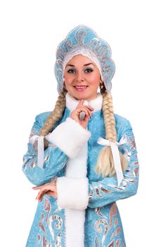 Portrait of a smiling Snow Maiden. Isolated