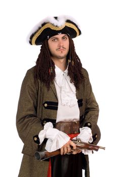 Portrait of young man in a pirate costume