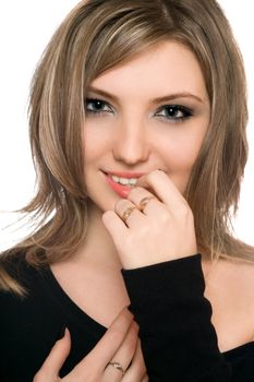 Portrait of a beautiful young woman. Isolated