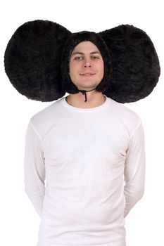 Portrait of a funny guy with big ears (Cheburashka). Isolated