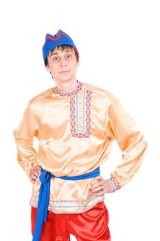 Young man in the Russian national costume. Isolated