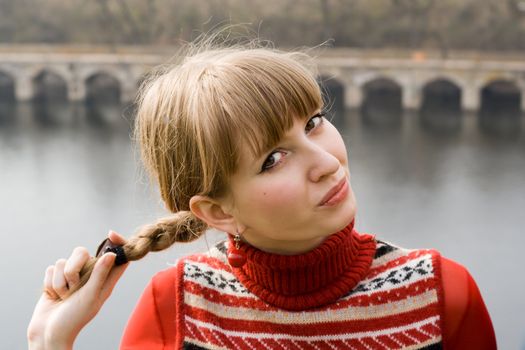 Portrait of the nice girl outdoor