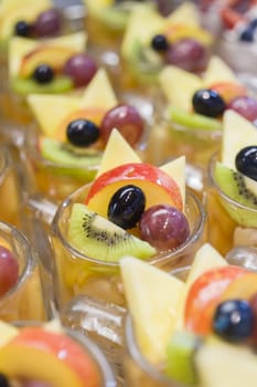 Fruit desserts in glass cups