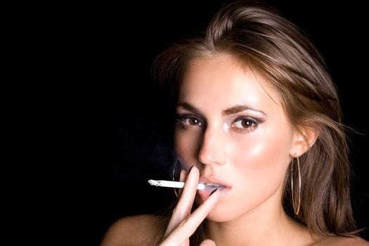 portrait of the beautiful young woman with a cigarette 3