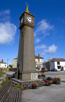 The clock tower in St. Just, Cornwall.