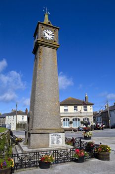 The clock tower in St. Just, Cornwall.