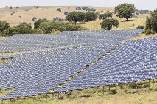 Serpa solar power plant with horizontal single axis tracking system, Alentejo, Portugal