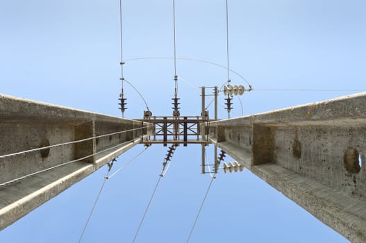 Electric poles of a medium voltage power line