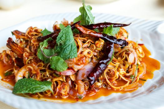 Shrimp salad with lemon grass and mint.