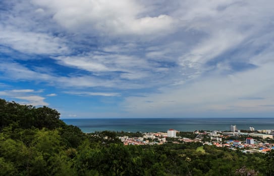 Bird's eye view of Hua-hin City, Prachuapkhirikhan Province, Thailand.