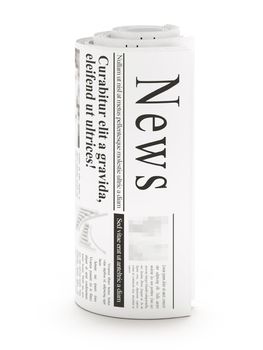 Newspapers stack on white background