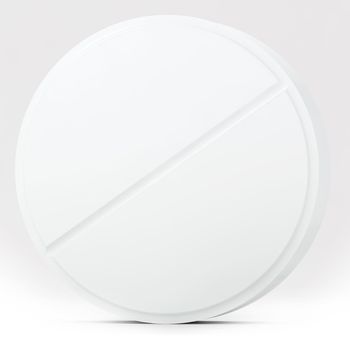 White medical pill on white background with shadow