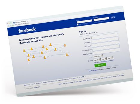 Minsk - August 29: Facebook.com home page, the most popular english-speaking social network on August 29, 2011 in Minsk, Belarus.