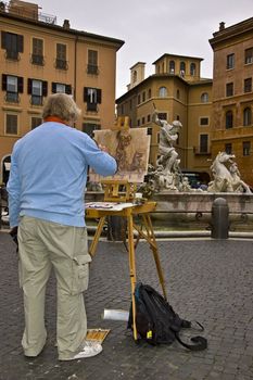 roman painter in piazza Navona in Rome, Italy