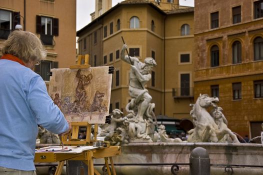 roman painter in piazza Navona in Rome, Italy