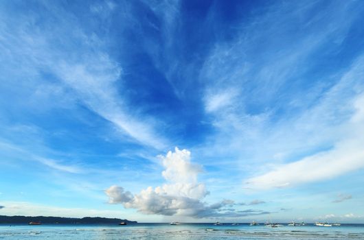 Sky above beach at Boracay, Philippines