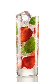 Strawberry mojito cocktail isolated on white
