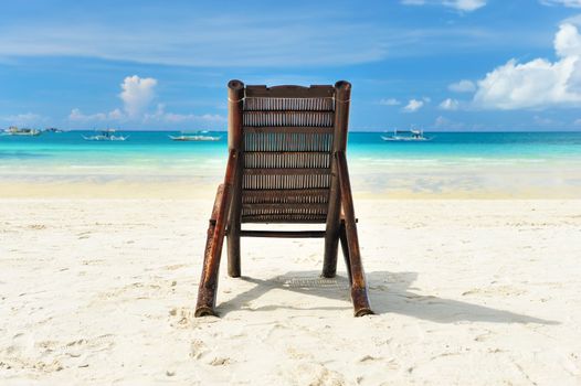 Beautiful beach with chaise lounge