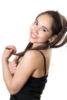 Portrait of the smiling pretty girl. Isolated on white