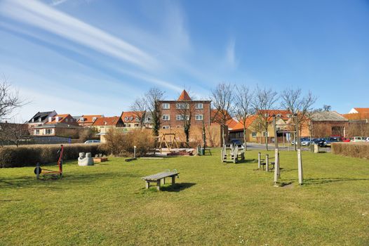 Scandinavian houses in small town in Denmark