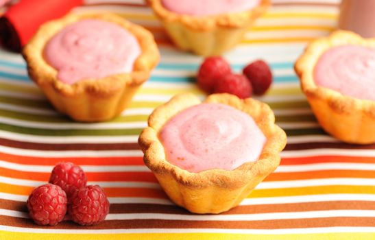 Cakes with raspberry yogurt dessert