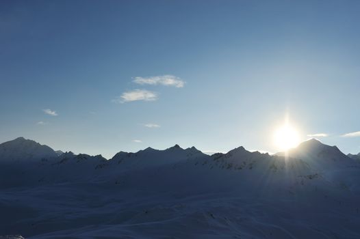 Mountains with snow in winter, Val-d'Isere, Alps, France