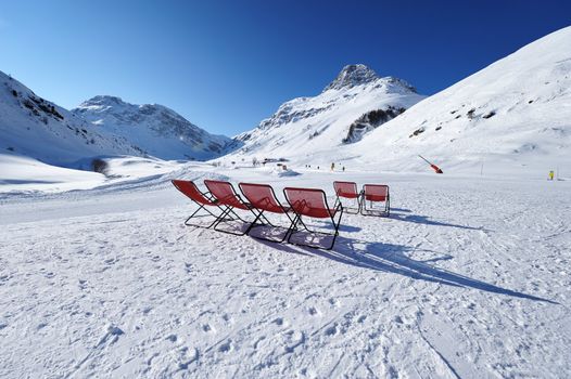 Mountains with snow in winter, Val-d'Isere, Alps, France