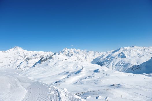 Mountains with snow in winter, Val-d'Isere, Alps, France