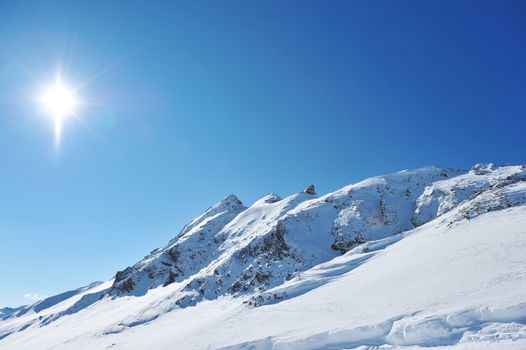 Mountains with snow in winter, Val-d'Isere, Alps, France