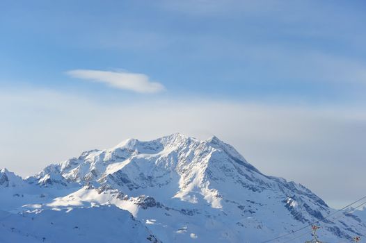 Mountains with snow in winter, Val-d'Isere, Alps, France