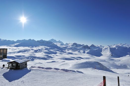 Mountains with snow in winter, Val-d'Isere, Alps, France