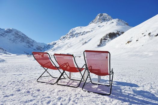 Mountains with snow in winter, Val-d'Isere, Alps, France