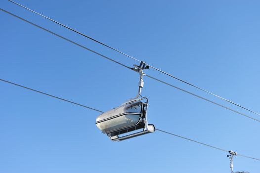 Ski lift in mountains at winter, Val-d'Isere, Alps, France