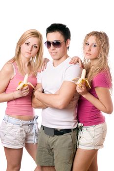 Portrait of three beautiful smiling young people