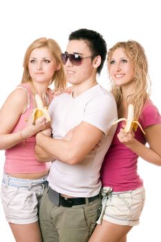 Portrait of three happy beautiful young people