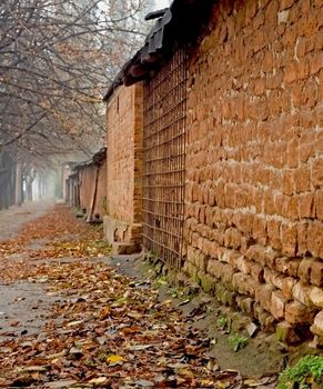 General view of uninhabited street in an autumn season