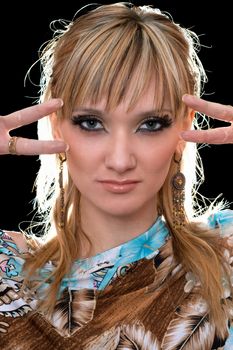 Closeup portrait of pretty young woman. Isolated
